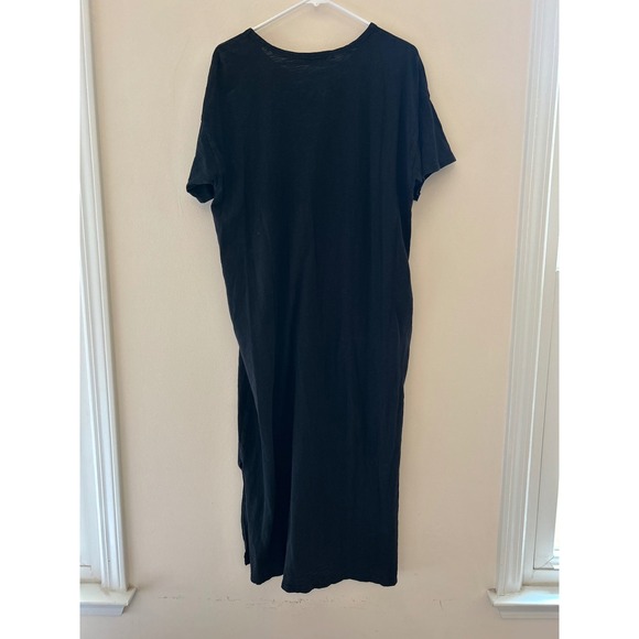 Mododoc Los Angeles Black T-Shirt Dress Midi Length With Knot Pockets - Picture 6 of 6
